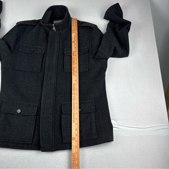 Cardinal of Canada Mens Dark Gray Herringbone Car Coat Medium Wool Blend Outdoor - Picture 4 of 13